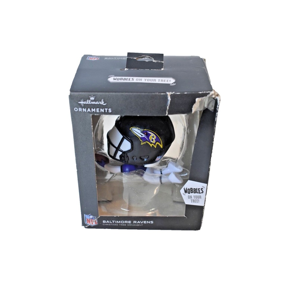 Hallmark Baltimore Ravens Diving Receiver Wobble Bobble Head Christmas Ornament